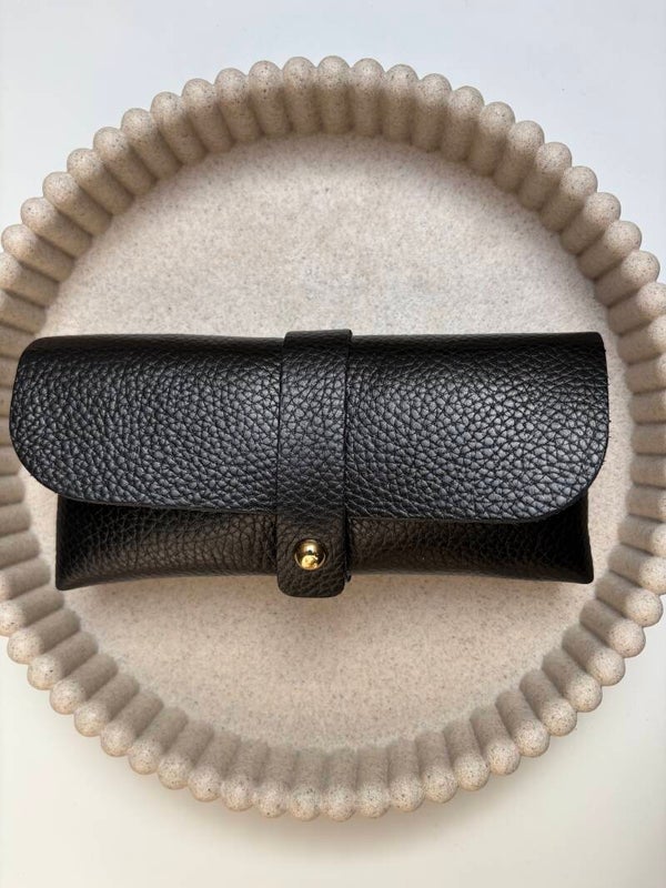 Brillenkoker Leer Zwart