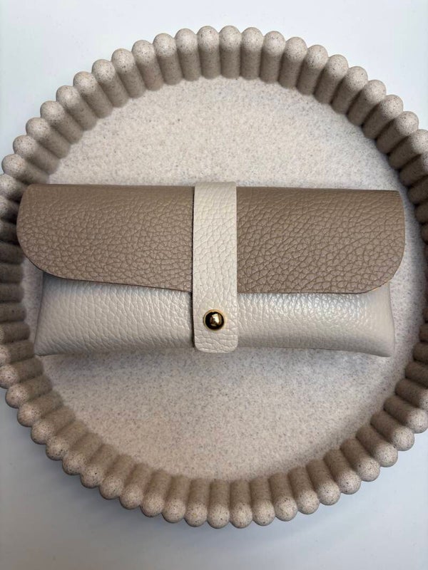 Brillenkoker Leer Beige/Taupe
