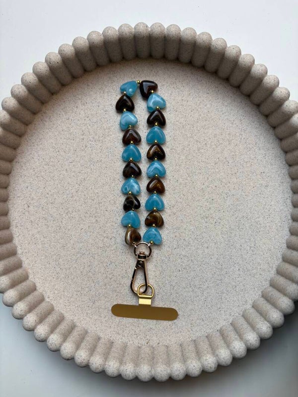 Telefoonkoord Blauw/Beige