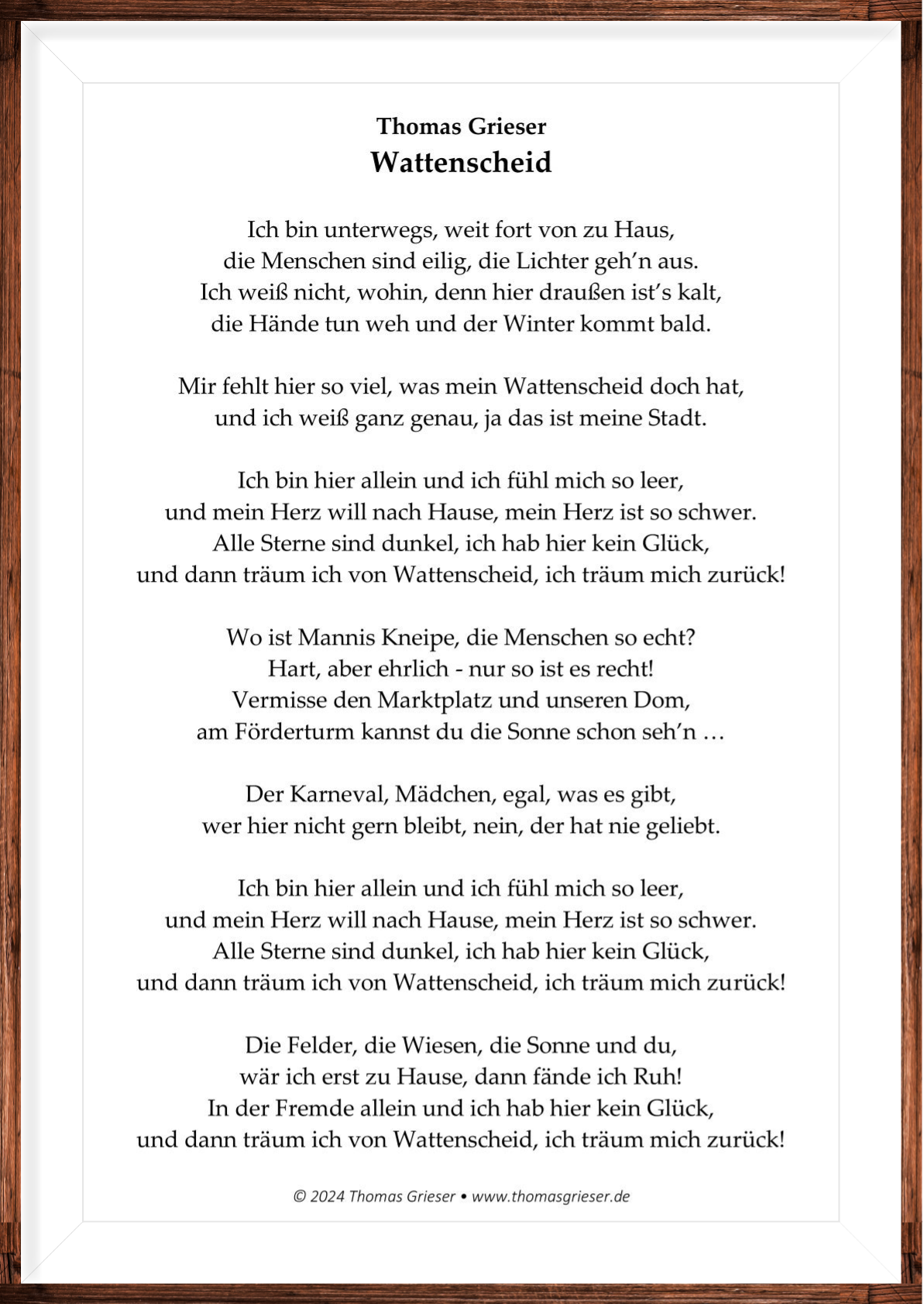 Hier ist das Gedicht "Wattenscheid" von Thomas Grieser abgebildet.