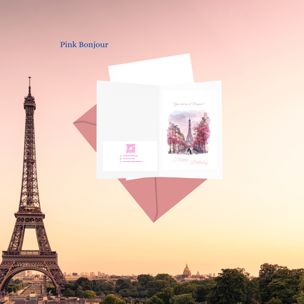 You Had Me At Bonjour! Pink Greetings Card.