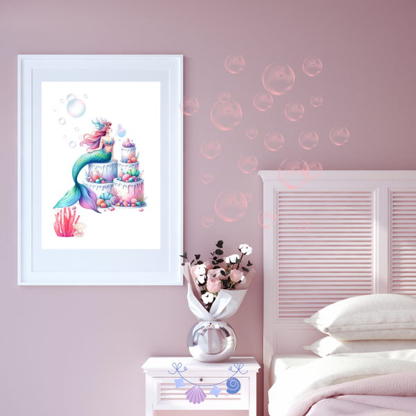 'Mermaid with cakes' print