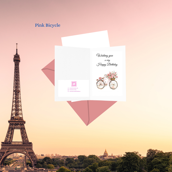 Pink Bicycle Greetings Card.