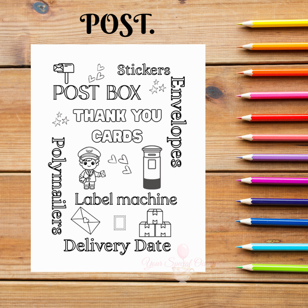 Digital Colouring Sheets.  Post.