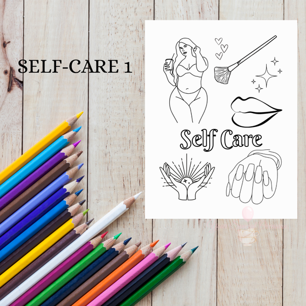 Digital Colouring Sheets.  Self Care 1.
