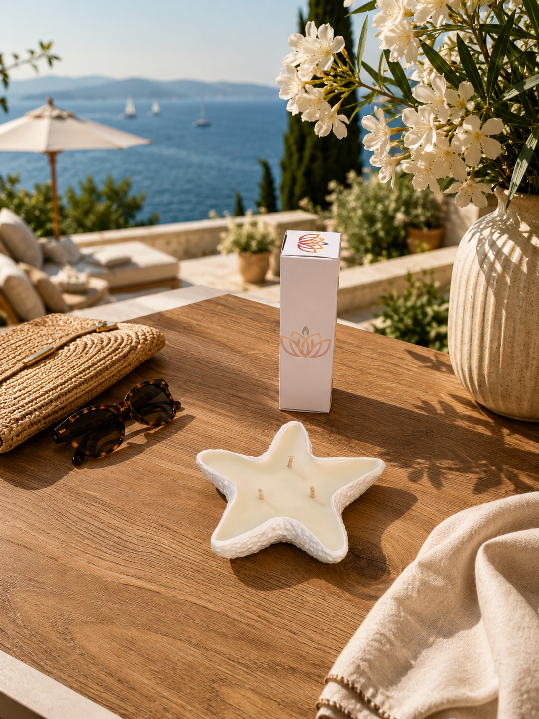 Bougie décorative – Étoile de mer en Jesmonite