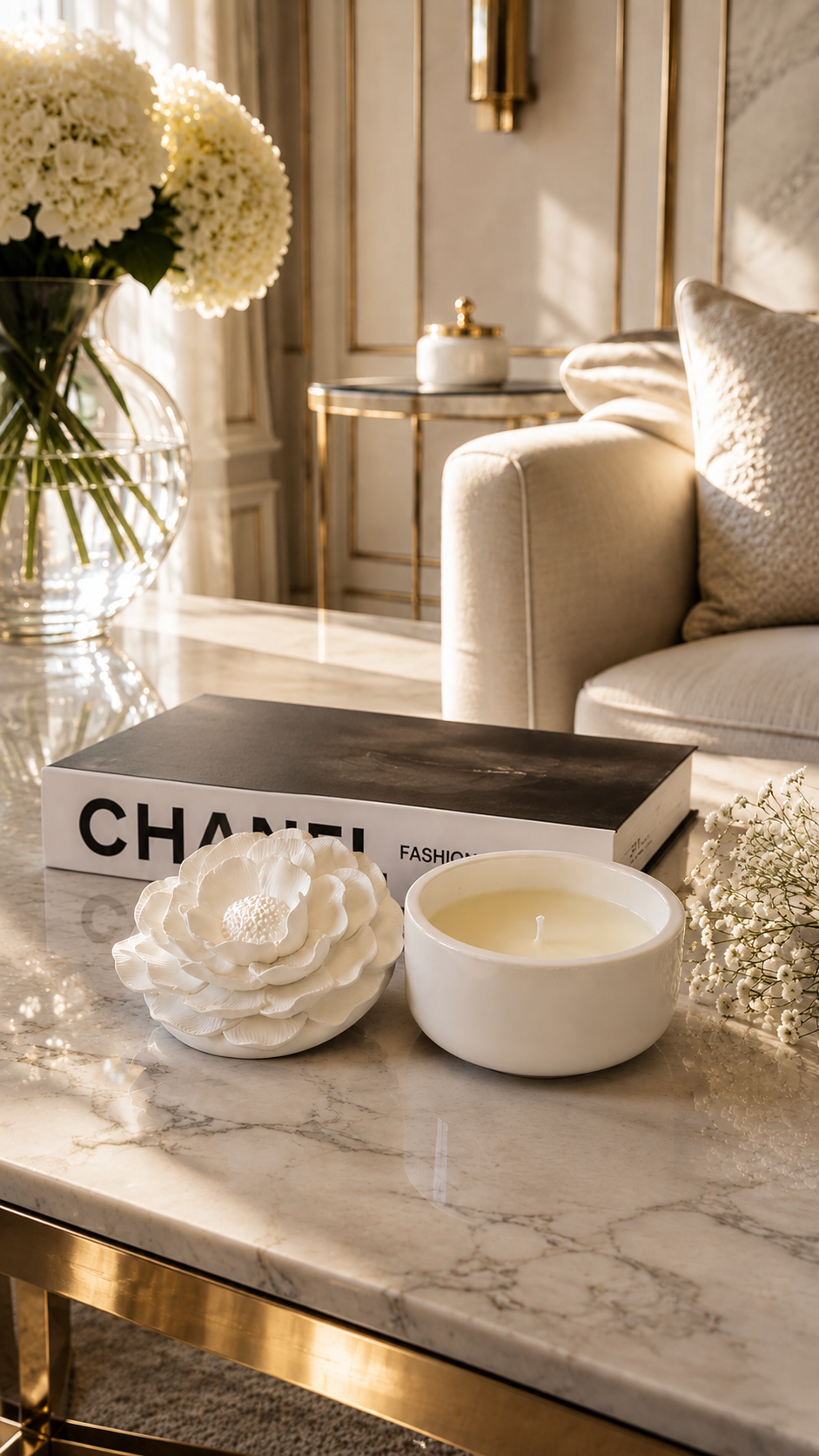 Bougie Écrin fleuri – Pièce Signature | Les Lumières d’Aria