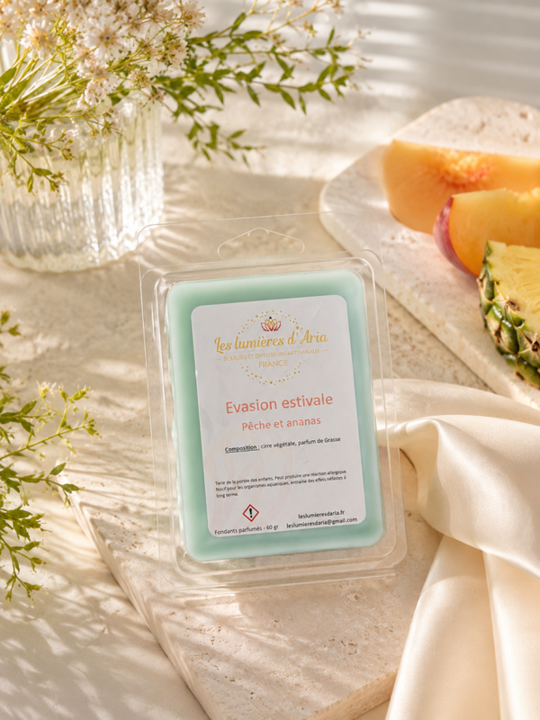 ⭐ Fondants parfumés Évasion Estivale (Pêche Ananas) – Parfum exotique – Les lumières d’Aria