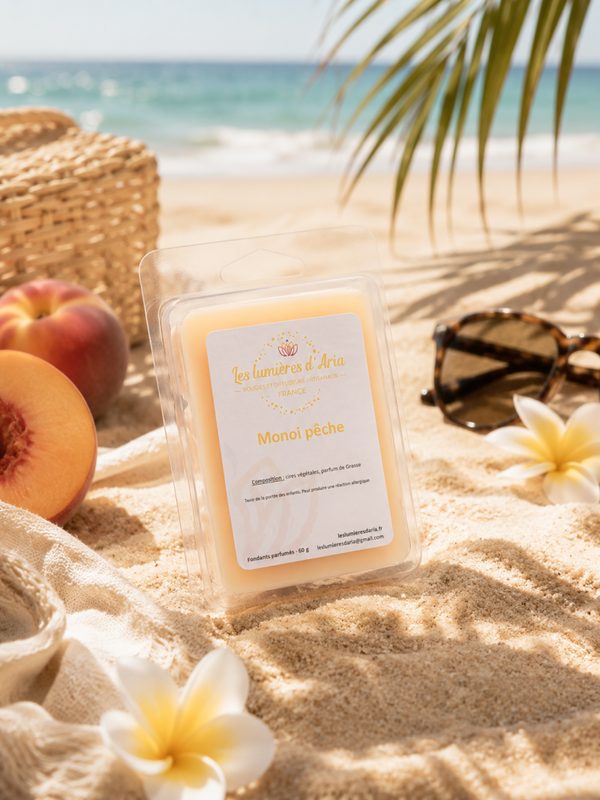 ⭐ Fondants parfumés Monoï Pêche – Parfum exotique – Les lumières d’Aria