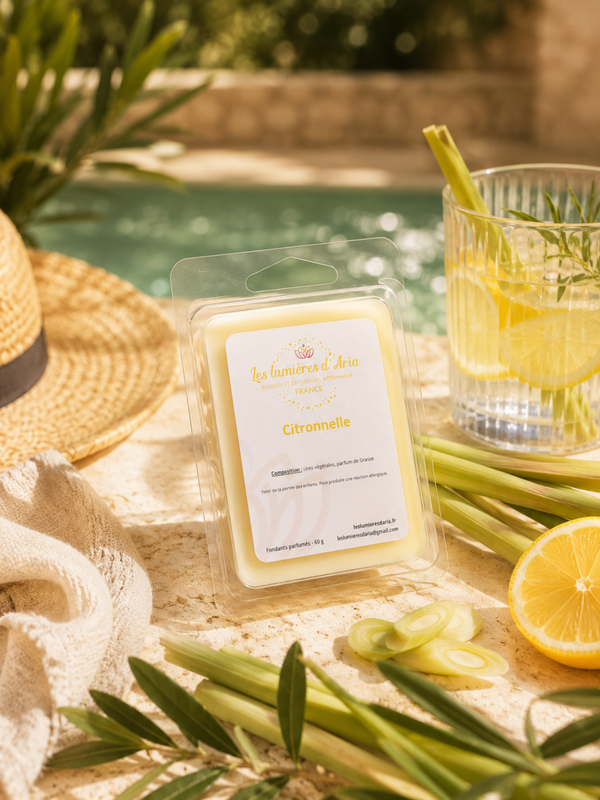 ⭐ Fondants parfumés Citronnelle – Parfum d’intérieur fruité – Les lumières d’Aria