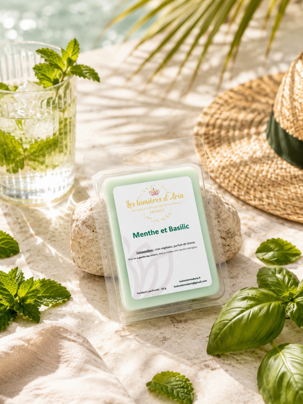 ⭐ Fondants parfumés Menthe Basilic – Fondants parfumés artisanaux – Les lumières d’Aria