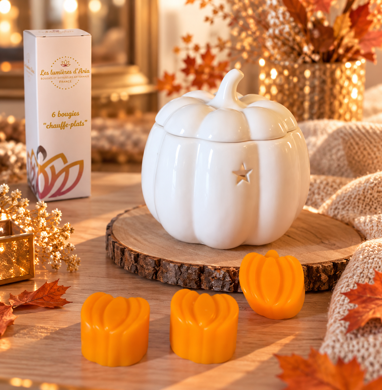 Pack Brûleur Citrouille Blanc – Collection Automne & Halloween | Les Lumières d’Aria
