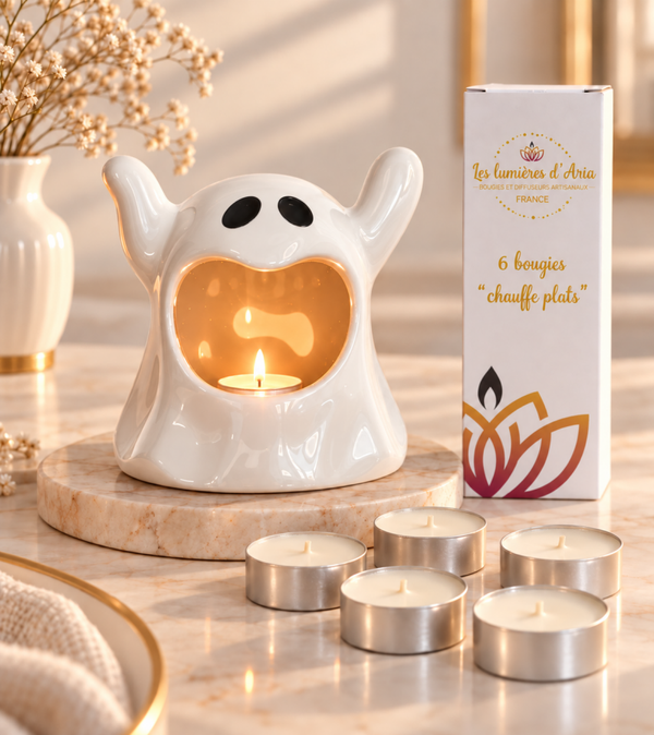 Photophore Fantôme blanc – Collection Halloween | Les Lumières d’Aria