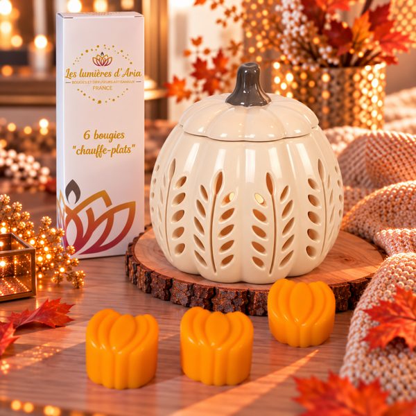 Pack Brûleur Feuillage Blanc – Collection Automne & Halloween | Les Lumières d’Aria