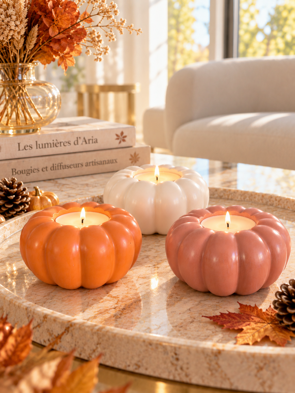 Bougeoir Citrouille – Collection Automne | Les Lumières d’Aria