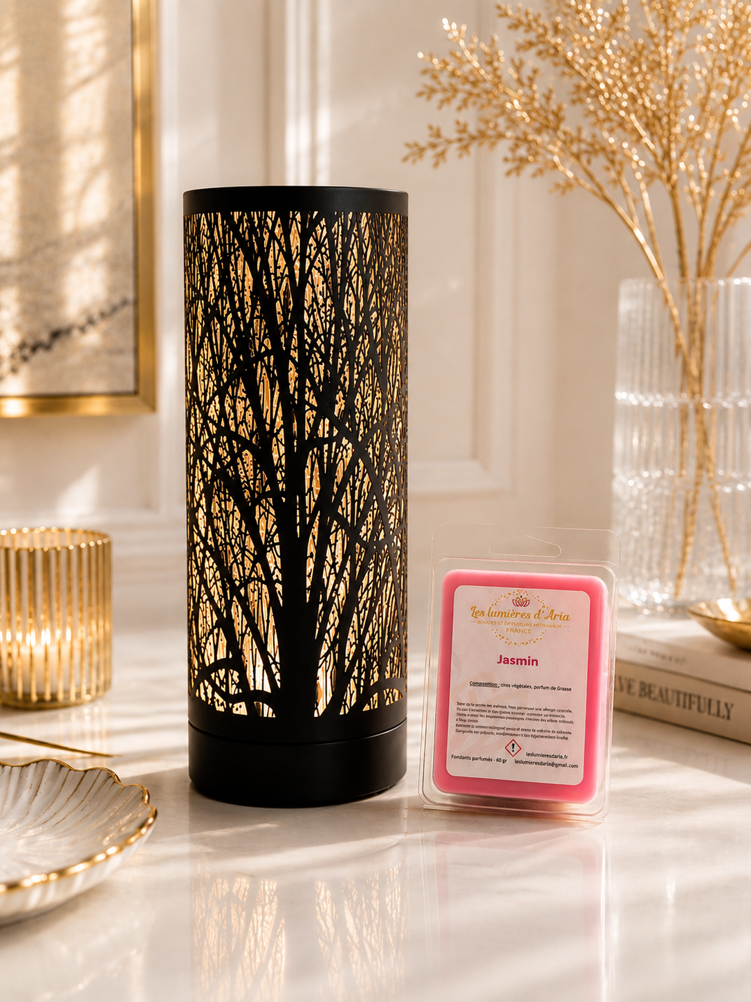 La Sylve Noire – Diffuseur lumineux tactile & brûle-parfum | Les Lumières d'Aria