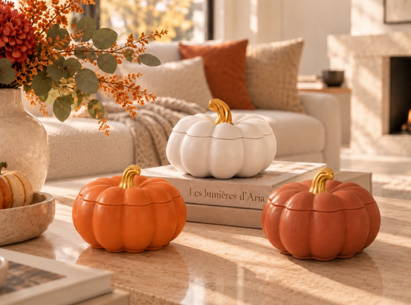 Bougie Citrouille Signature – Collection Automne | Les Lumières d’Aria