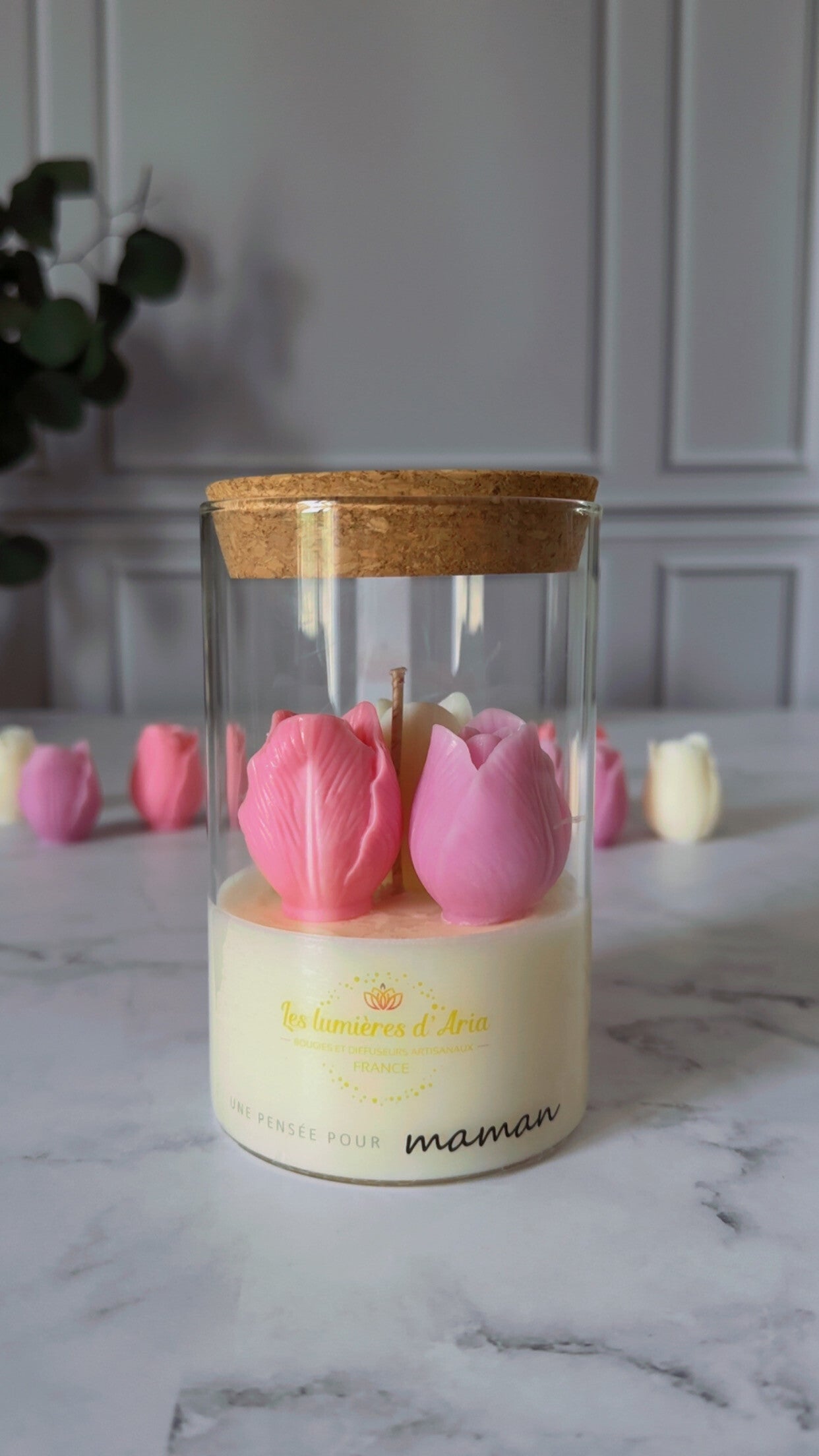 Une pensée pour maman – Bougie tulipe | Les Lumières d’Aria
