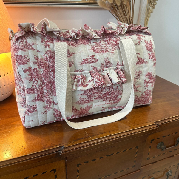Sac à langer Toile de Jouy rouge
