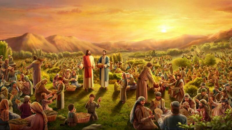 De Heer Jezus voedt de vijfduizend