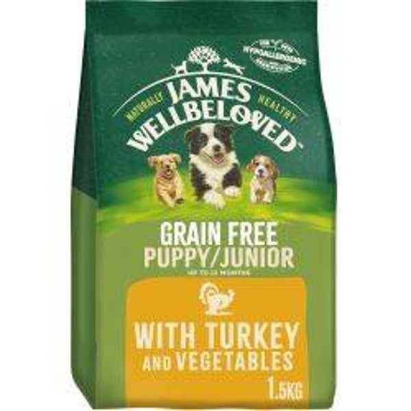 Kibble James Wellbeloved Puppy / Junior dog food Turkey & Veg 1.5kg
