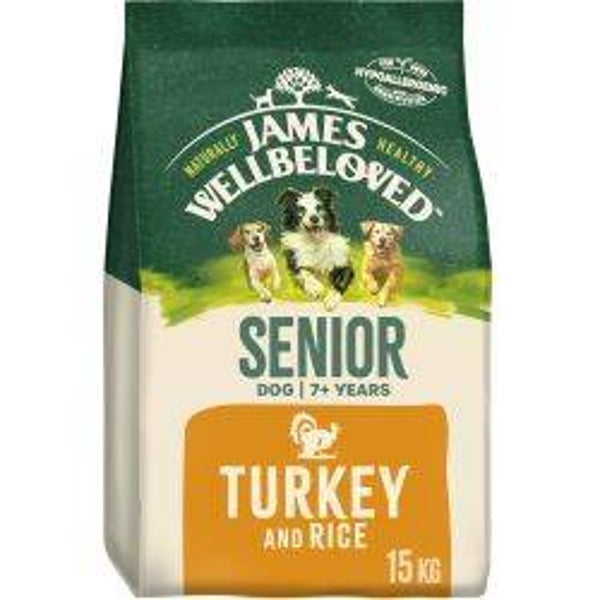 Kibble James Wellbeloved  Senior Dog Food  Turkey & Rice 15kg