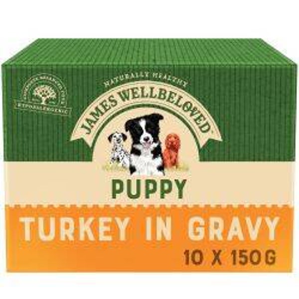 James Wellbeloved   Puppy / Junior pouches turkey in gravy 10pk 150g