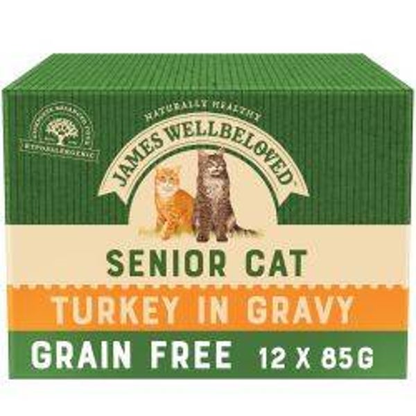 Cat Pouches James Wellbeloved Senior food  turkey in gravy 12pks