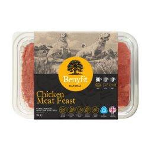 Benyfit Natural 80 . 10 .10 Chicken Meat Feast Raw Dog Food 1kg