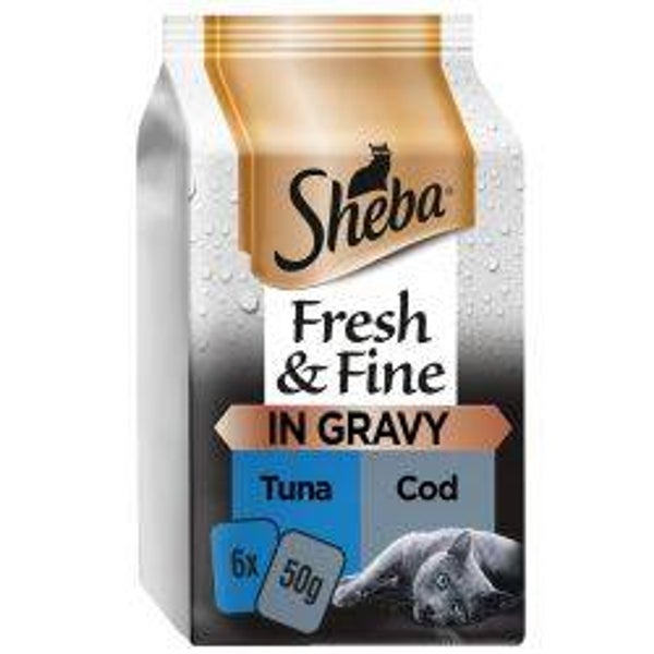 Wet Cat Sheba Fresh Cuisine Tuna & Cod in Gravy pack 6
