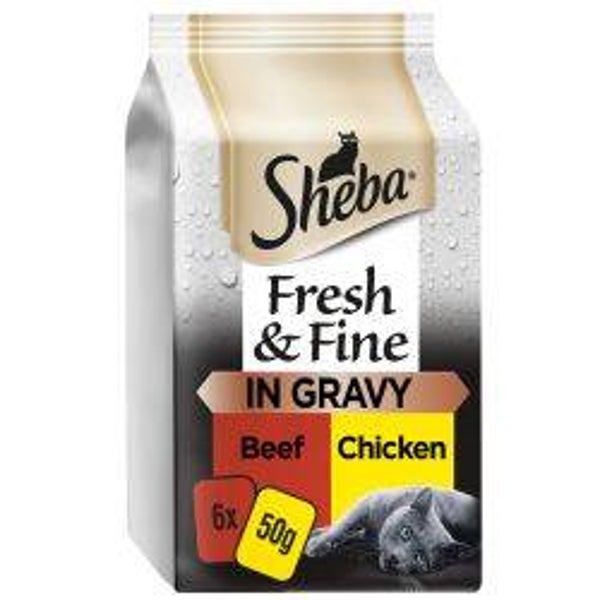 Wet Cat Sheba Fresh Cuisine Beef & Chicken in Gravy Pack 6