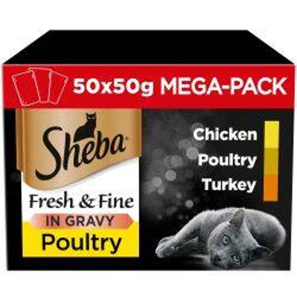 Wet Cat Sheba Fresh & Fine Poultry in Gravy Mega Pack