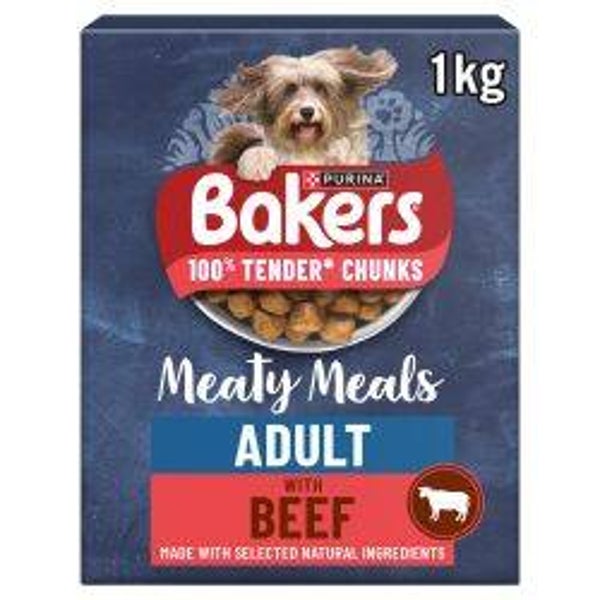 Kibble Dog Bakers Meaty Meals Beef 1kg