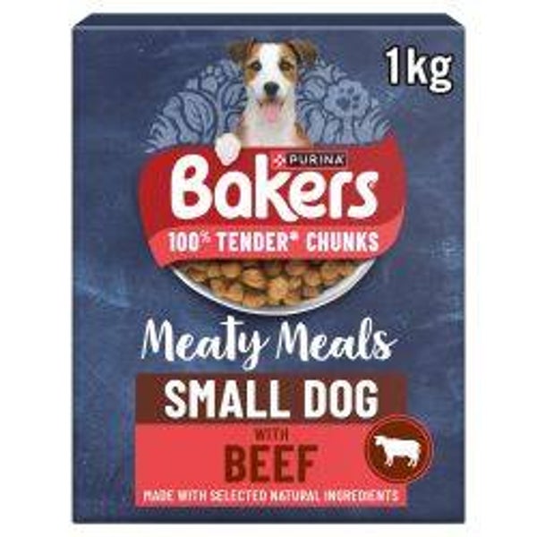 Kibble Dog Bakers Meaty Meals Small Breed Beef 1kg