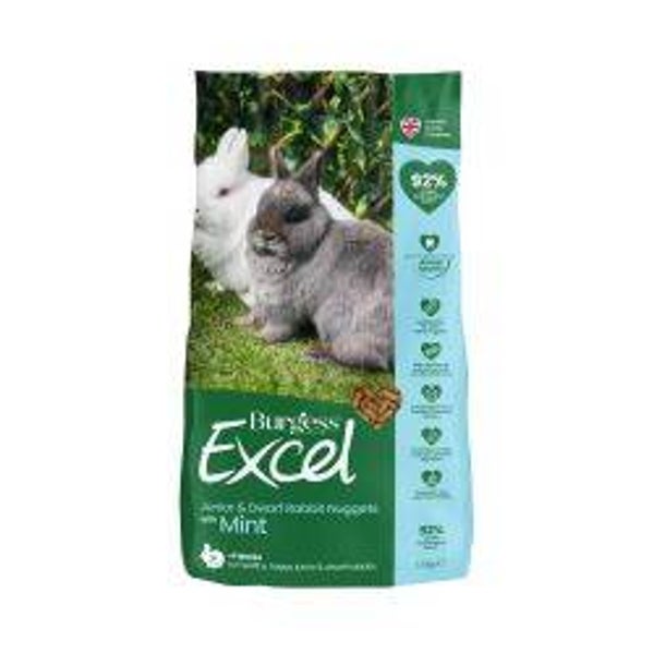 Burgess Excel Junior & Dwarf Rabbits Nuggets with Mint 1.5kg