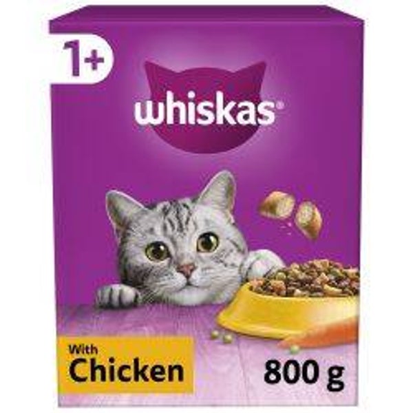 Whiskas 1+ Chicken Adult Dry Cat Food 800g