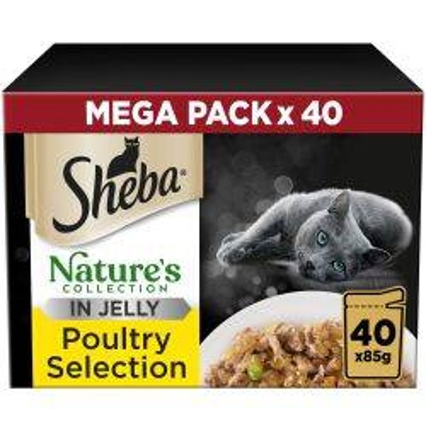 Wet Cat Sheba Natures Collection  Pouch Poultry in Jelly 40 Pack