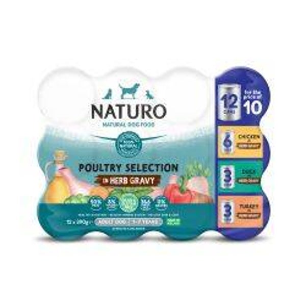 Dog Naturo Adult Grain & Gluten Free Poultry Selection in Herb Gravy 12pk