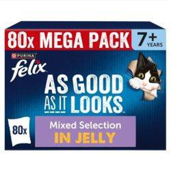 Cat Wet Felix 7+ Senior Cat Favourites Selection In Jelly 80pk