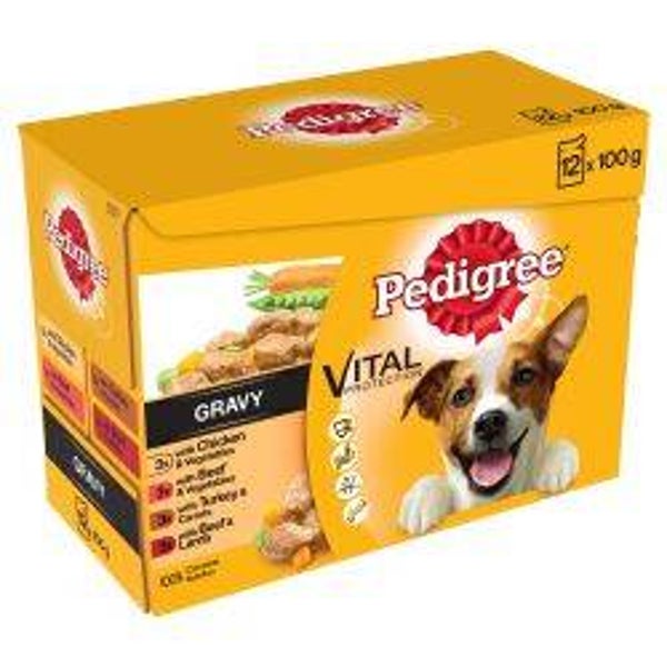 Pedigree Adult pouches mixed selection in gravy 12 pack