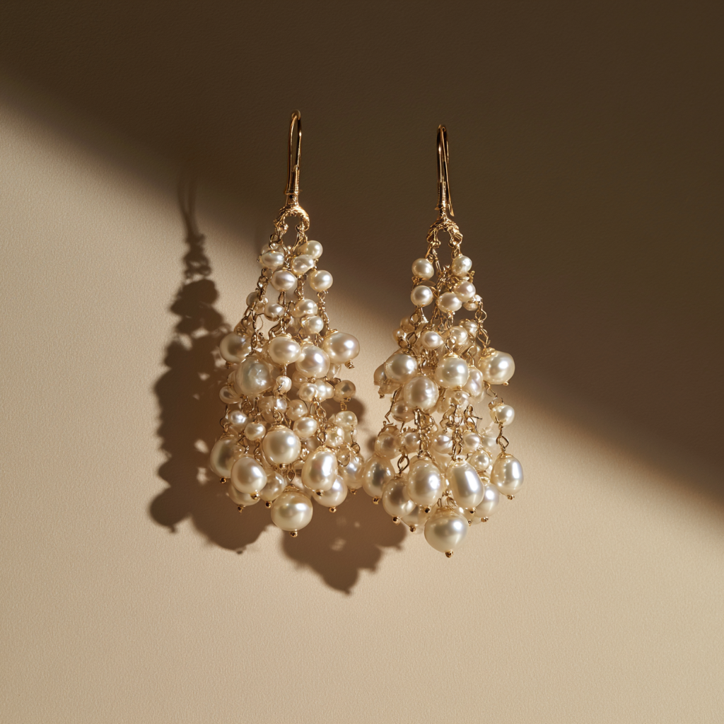 Pearl Cluster Chandelier Earrings
