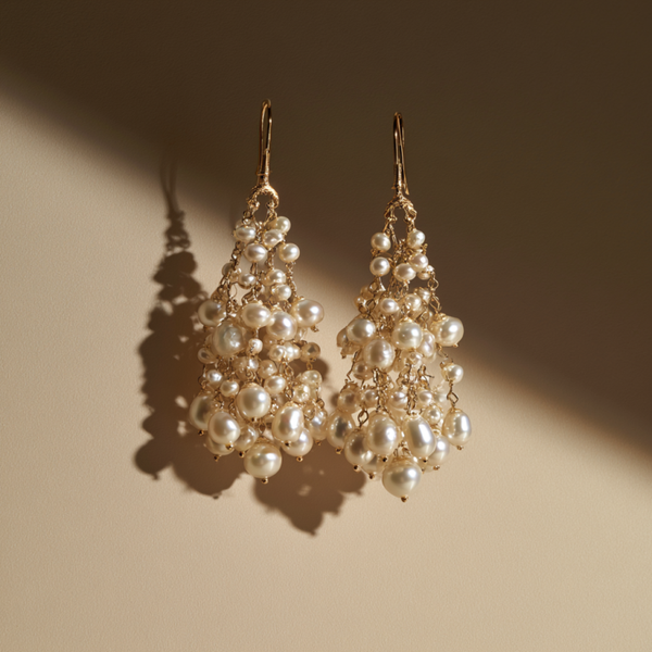Pearl Cluster Chandelier Earrings