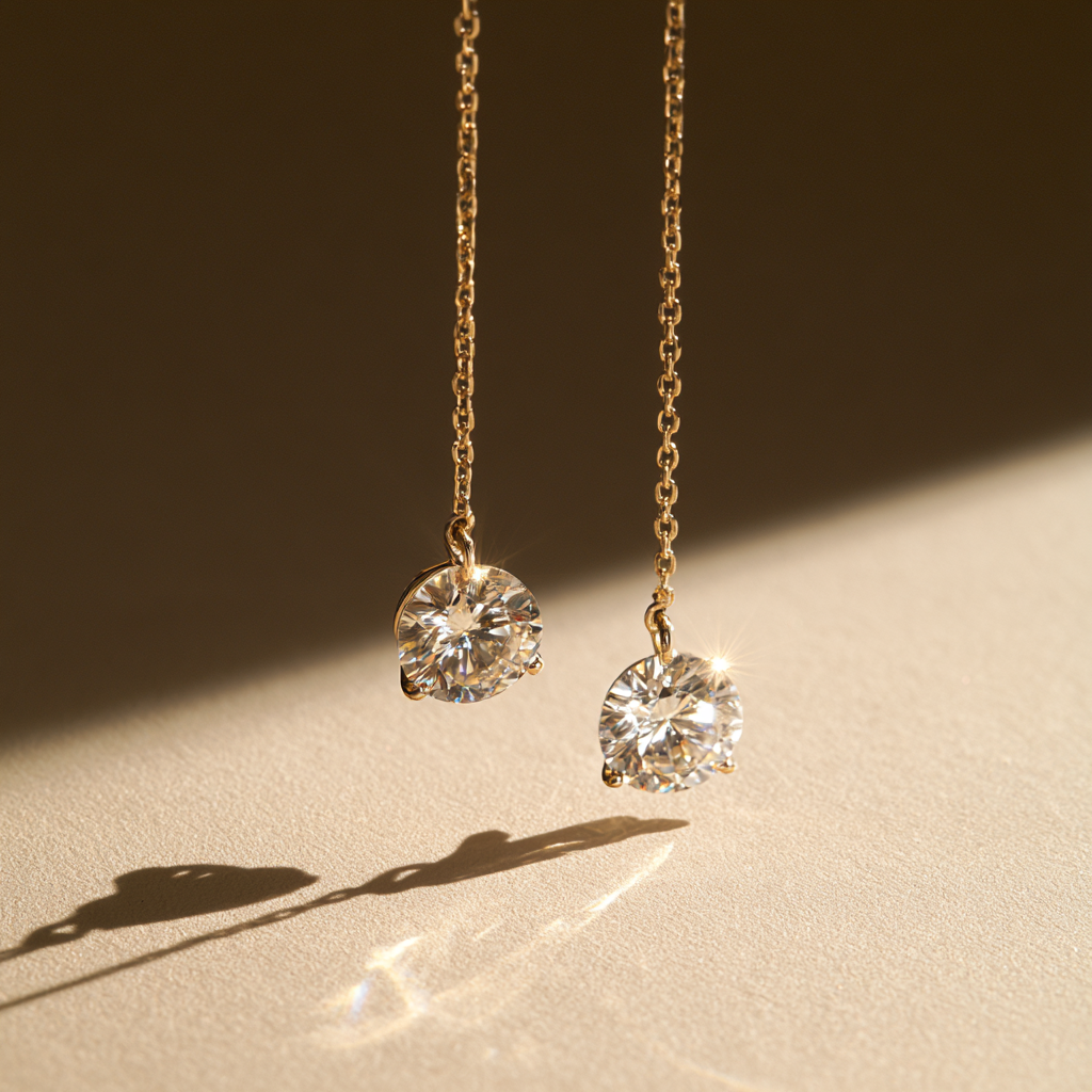 Round Solitaire Threader Earrings