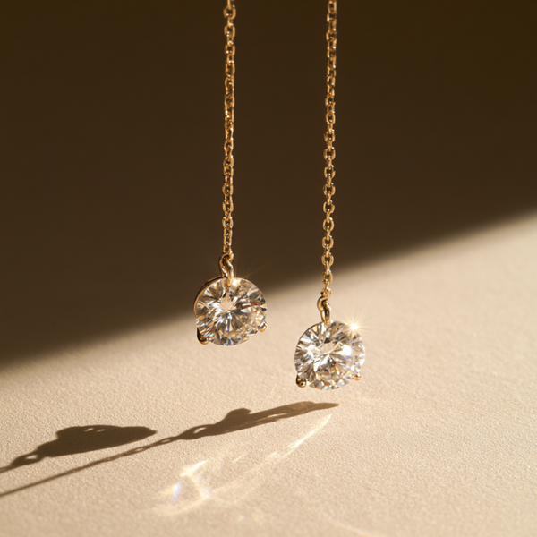 Round Solitaire Threader Earrings