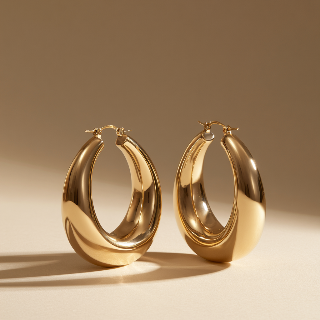 Chunky Gold Statement Hoop Earrings