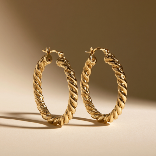 Twisted Rope Gold Hoop Earrings