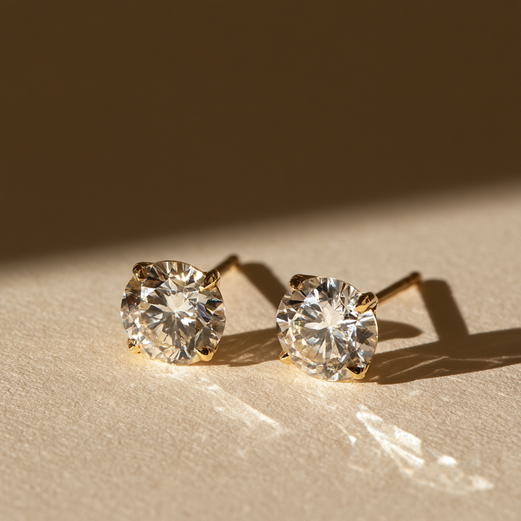 Classic Round Solitaire Stud Earrings