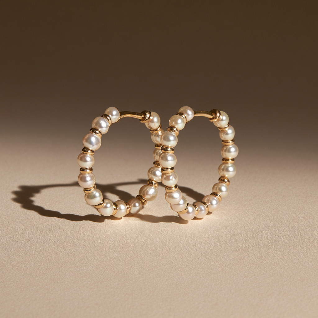 Pearl Threaded Hoop Earrings