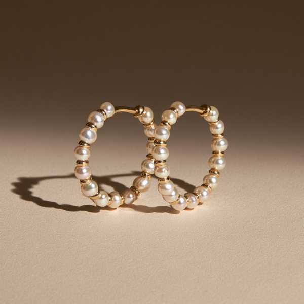 Pearl Threaded Hoop Earrings