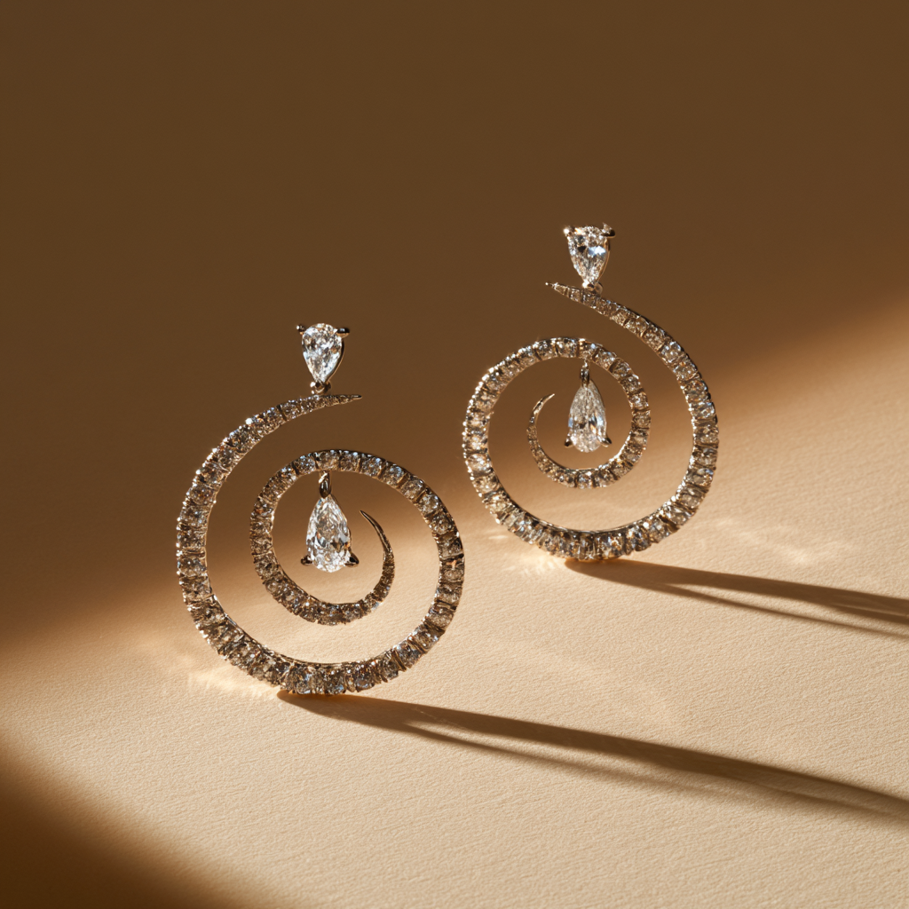 Spiral Wrap Earrings with Pear Drop